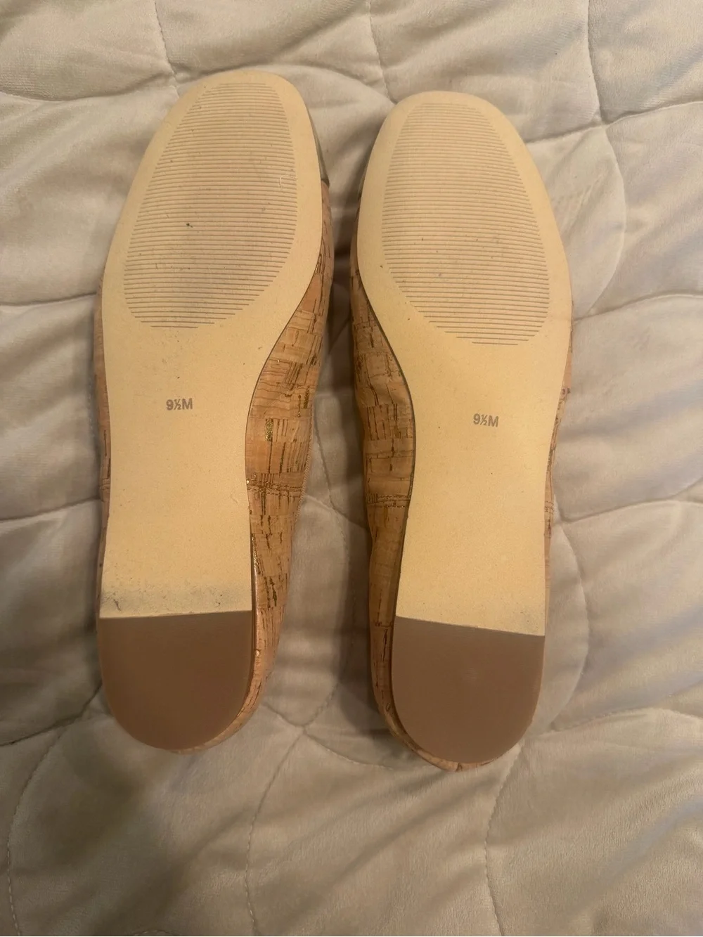 Talbots Cork Ballet Flats with Silver Toe and Pink Trim 9.5